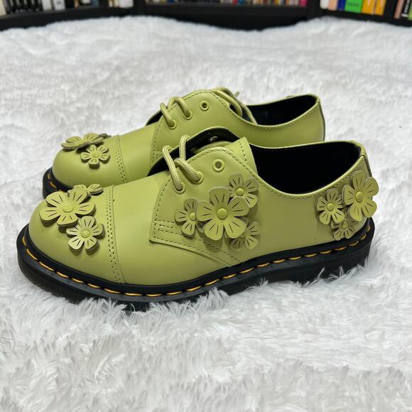 DR MARTENS 1461 FLOWER OXFORDS FLWR GREEN SIZE 6 SHOES LOAFERS FLORAL - Picture 1 of 7
